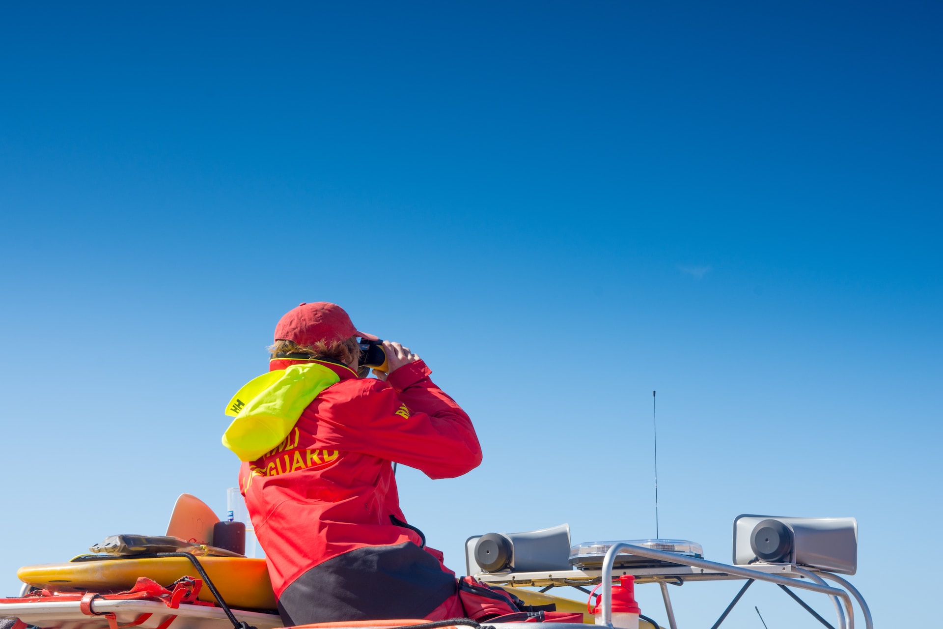 lifeguard looking out to sea