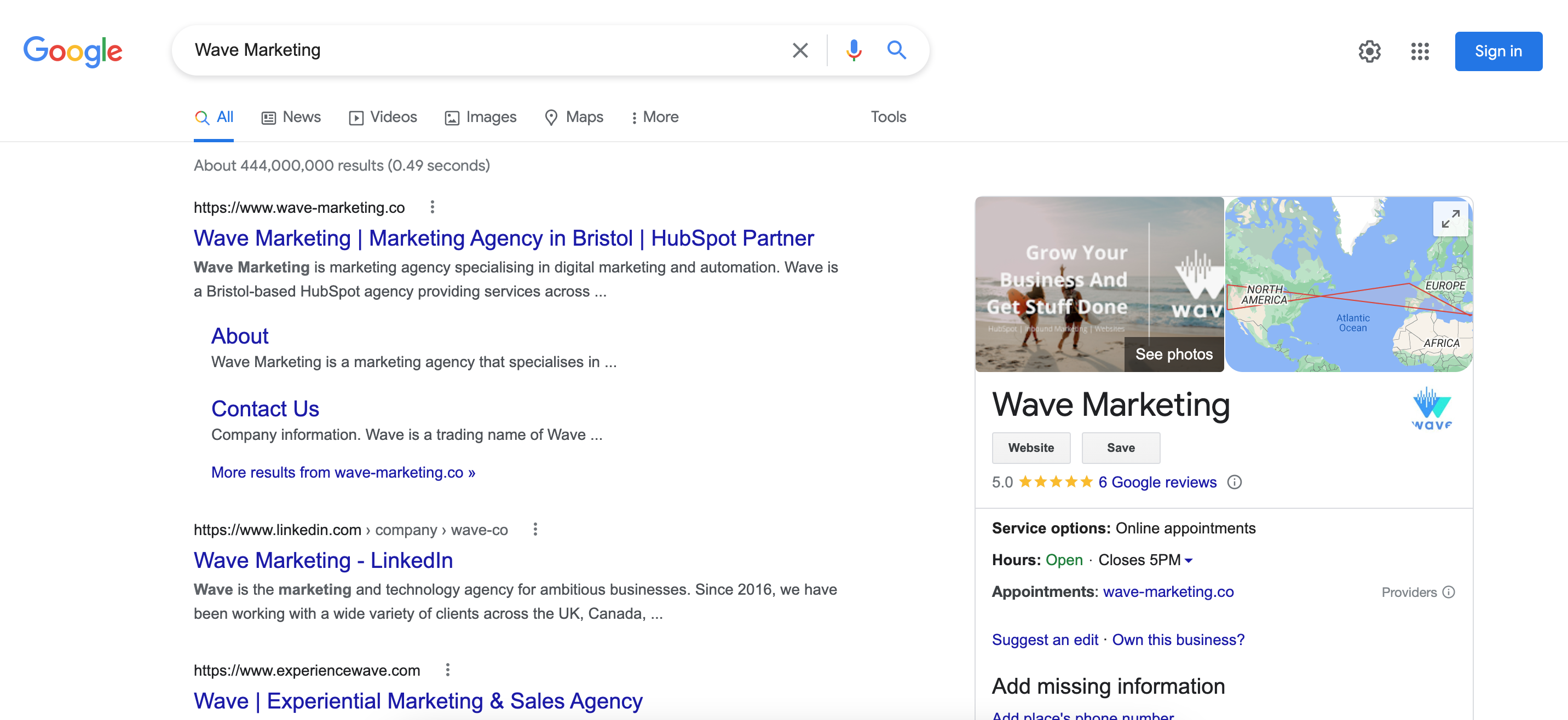 Google My Business Profile of Wave Marketing For Local SEO