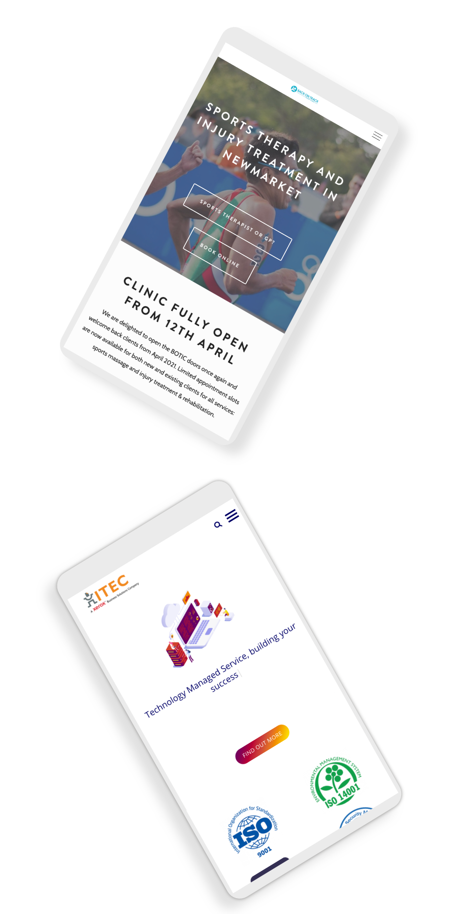 Mobile mockups BOTIC and ITEC