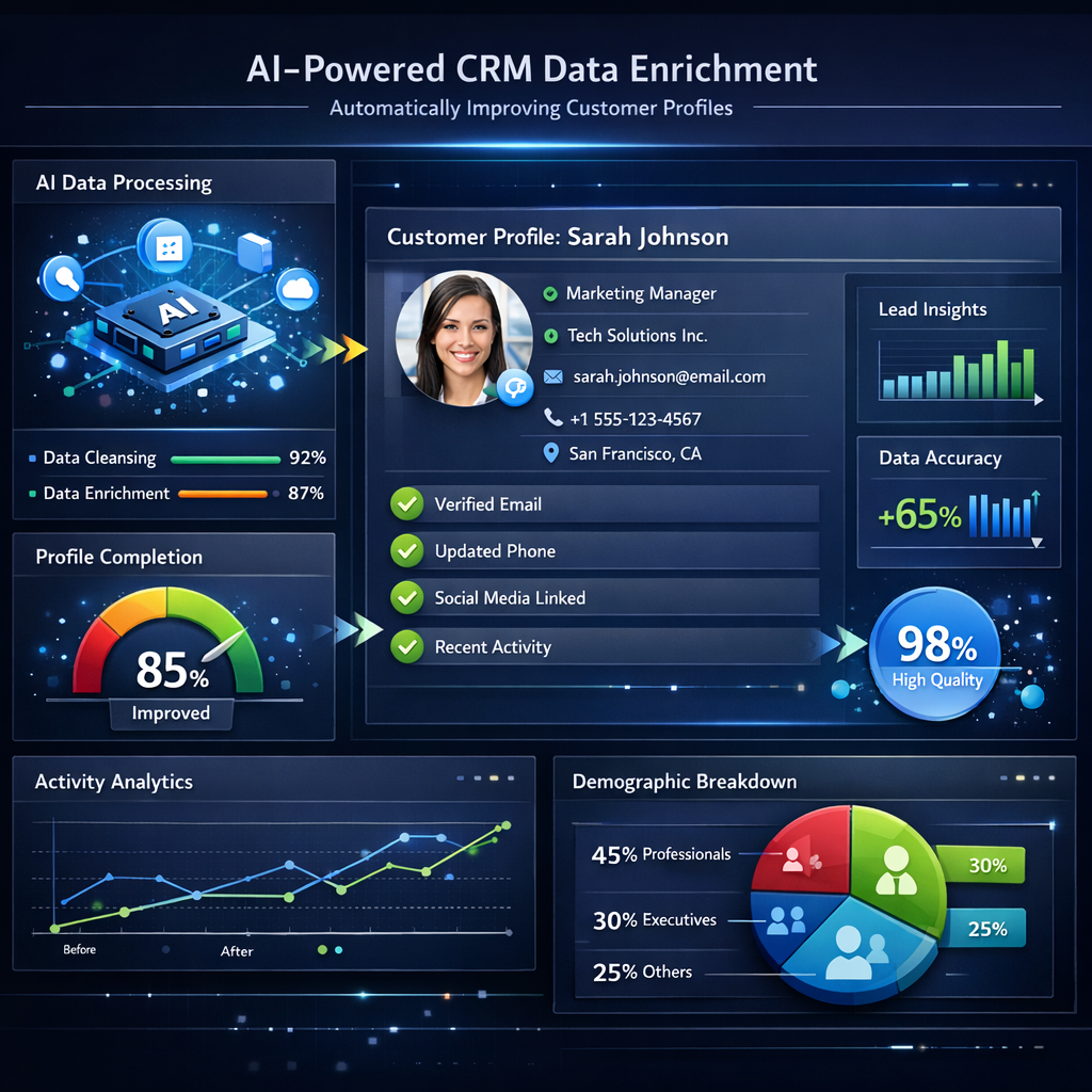 AIDriven CRM Dashboard with Data Quality Visuals